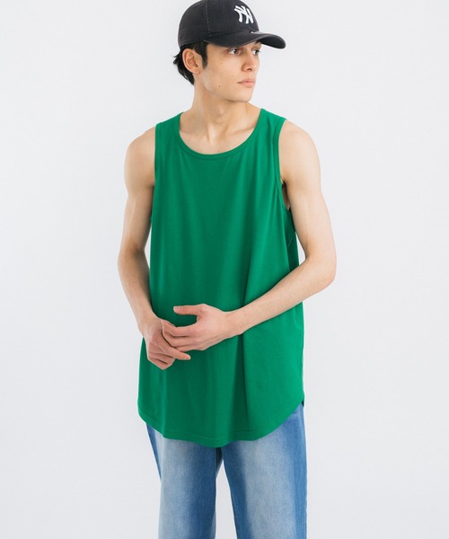 LiSS(リス)の「ラウンドヘム ロング タンクトップ(タンクトップ・メンズ・ホワイト/ブラック/ブルー/グリーン・M/L)」の4枚目の写真