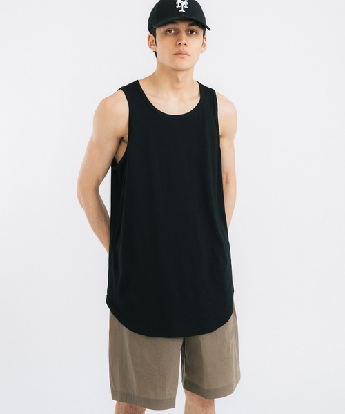 LiSS(リス)の「ラウンドヘム ロング タンクトップ(タンクトップ・メンズ・ホワイト/ブラック/ブルー/グリーン・M/L)」の3枚目の写真