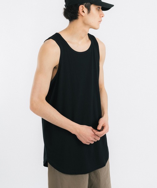 LiSS(リス)の「ラウンドヘム ロング タンクトップ(タンクトップ・メンズ・ホワイト/ブラック/ブルー/グリーン・M/L)」の5枚目の写真