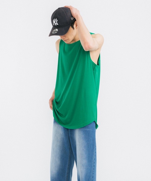 LiSS(リス)の「ラウンドヘム ロング タンクトップ(タンクトップ・メンズ・ホワイト/ブラック/ブルー/グリーン・M/L)」の11枚目の写真