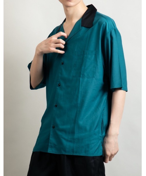 Beno(ビーノ)の「クレリックオープンカラー ドレープオーバーシャツ(シャツ/ブラウス・メンズ・ホワイト/ブラック/チャコールグレー/グレイッシュベージュ/ブルーグリーン/グレイッシュブルー・M/L)」の5枚目の写真