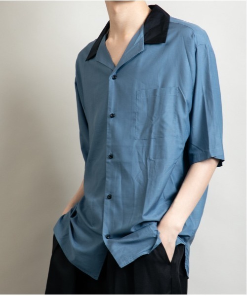 Beno(ビーノ)の「クレリックオープンカラー ドレープオーバーシャツ(シャツ/ブラウス・メンズ・ホワイト/ブラック/チャコールグレー/グレイッシュベージュ/ブルーグリーン/グレイッシュブルー・M/L)」の6枚目の写真