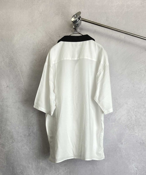 Beno(ビーノ)の「クレリックオープンカラー ドレープオーバーシャツ(シャツ/ブラウス・メンズ・ホワイト/ブラック/チャコールグレー/グレイッシュベージュ/ブルーグリーン/グレイッシュブルー・M/L)」の10枚目の写真