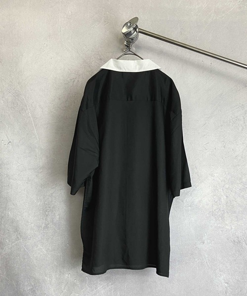 Beno(ビーノ)の「クレリックオープンカラー ドレープオーバーシャツ(シャツ/ブラウス・メンズ・ホワイト/ブラック/チャコールグレー/グレイッシュベージュ/ブルーグリーン/グレイッシュブルー・M/L)」の12枚目の写真