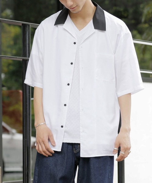 Beno(ビーノ)の「クレリックオープンカラー ドレープオーバーシャツ(シャツ/ブラウス・メンズ・ホワイト/ブラック/チャコールグレー/グレイッシュベージュ/ブルーグリーン/グレイッシュブルー・M/L)」の22枚目の写真