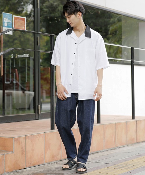 Beno(ビーノ)の「クレリックオープンカラー ドレープオーバーシャツ(シャツ/ブラウス・メンズ・ホワイト/ブラック/チャコールグレー/グレイッシュベージュ/ブルーグリーン/グレイッシュブルー・M/L)」の21枚目の写真