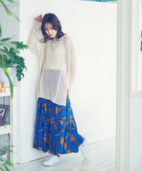 lil nina(リルニーナ)の「<MADE IN INDIA>フレア ビッグフラワー柄ギャザーロングスカート(スカート・レディース・ピンク/ブルー/ブラック・FREE)」の7枚目の写真