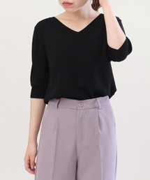 総針減らしVネックニット