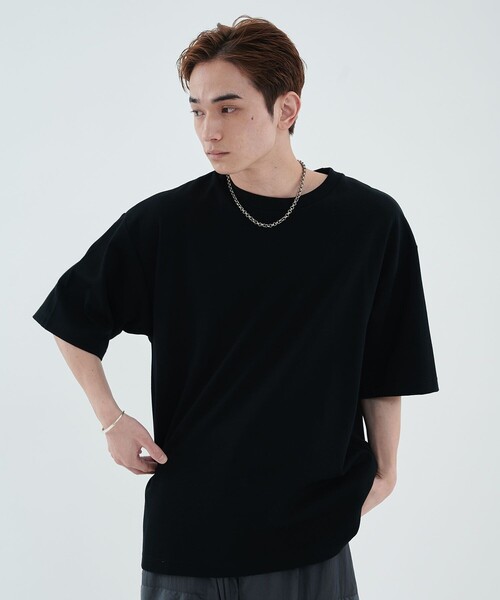 CITY TOKYO（シティトウキョウ）の「オーバーサイズシルケットTシャツ（Tシャツ/カットソー・メンズ・ベージュ/グリーン系その他/ライム/オフホワイト/ブラック/ネイビー・2/3/1）」の13枚目の写真