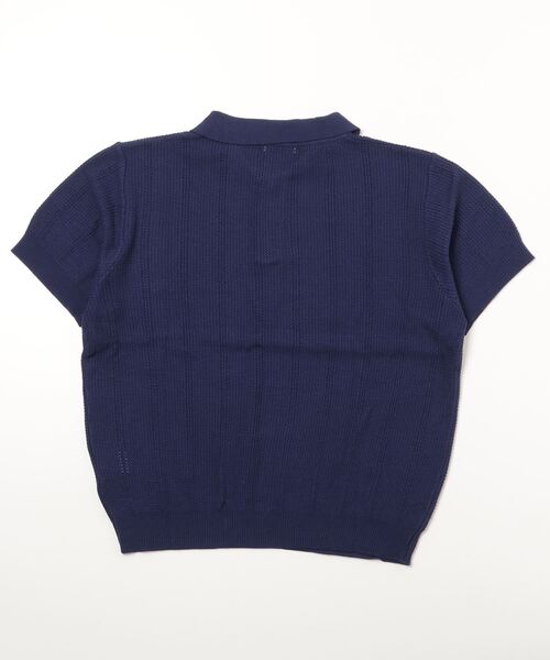 Chikashitsu +（チカシツプラス）の「【Chikashitsu +/チカシツプラス】summer knit polo/サマーニット ニットポロシャツ 半袖トップス 半袖ポロシャツ（ポロシャツ・メンズ・ネイビー/アイボリー/グリーン・ONE SIZE）」の4枚目の写真