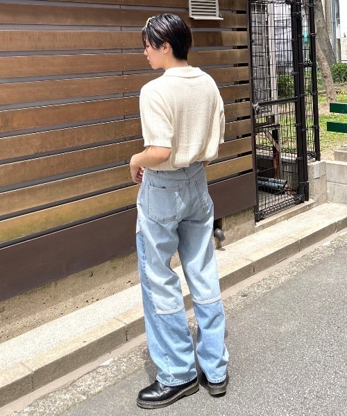 Chikashitsu +（チカシツプラス）の「【Chikashitsu +/チカシツプラス】summer knit polo/サマーニット ニットポロシャツ 半袖トップス 半袖ポロシャツ（ポロシャツ・メンズ・ネイビー/アイボリー/グリーン・ONE SIZE）」の6枚目の写真