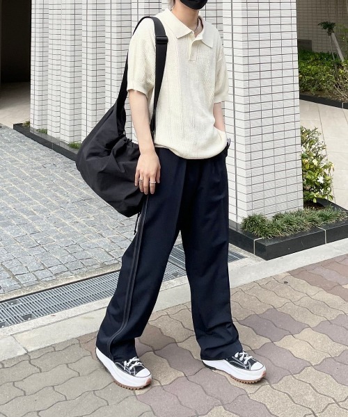 Chikashitsu +（チカシツプラス）の「【Chikashitsu +/チカシツプラス】summer knit polo/サマーニット ニットポロシャツ 半袖トップス 半袖ポロシャツ（ポロシャツ・メンズ・ネイビー/アイボリー/グリーン・ONE SIZE）」の21枚目の写真