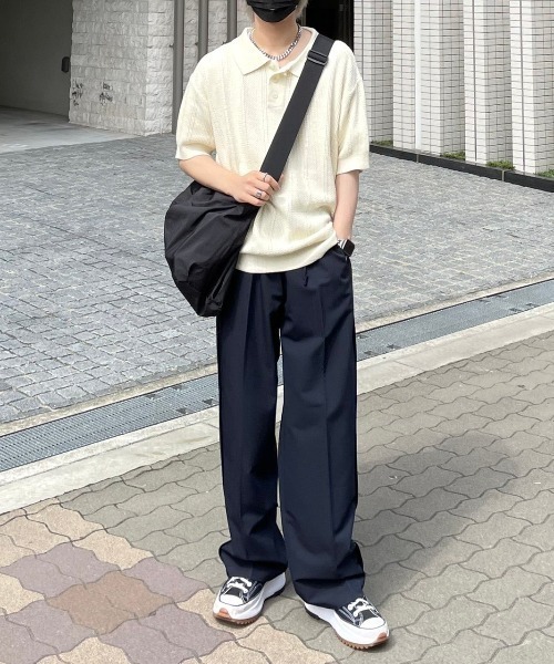 Chikashitsu +（チカシツプラス）の「【Chikashitsu +/チカシツプラス】summer knit polo/サマーニット ニットポロシャツ 半袖トップス 半袖ポロシャツ（ポロシャツ・メンズ・ネイビー/アイボリー/グリーン・ONE SIZE）」の20枚目の写真