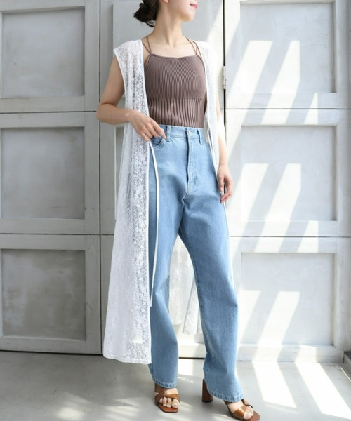 moment+（モーメントプラス）の「花柄刺しゅうコードレースロングジレ（ベスト・レディース・ナチュラル/オフホワイト・M）」の19枚目の写真