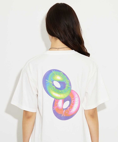 X-girl（エックスガール）の「CANDY DROP S/S TEE/バックプリント 半袖/Tシャツ（Tシャツ/カットソー・レディース・ブラック/パープル/ホワイト・XL/M/L/S）」の6枚目の写真