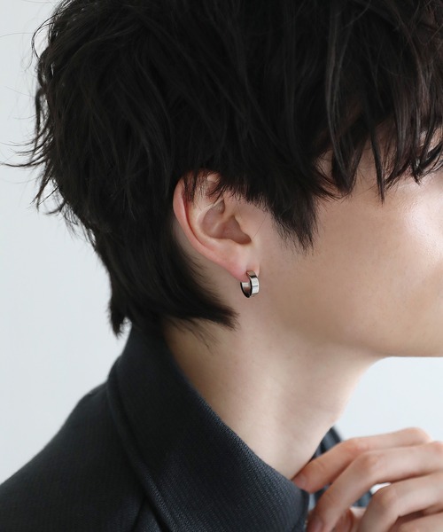 国内発送/関税込☆Vitaly☆ステンレス ファセット イヤーカフ☆ no.29 ステンレスワイドイヤーカフ~wave stainless wide ear cuff~