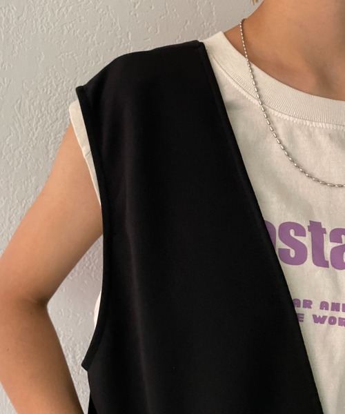 CIAOPANIC（チャオパニック）の「カットポンチ2WAYベスト（ベスト・レディース・アイボリー/ブラック・FREE）」の7枚目の写真