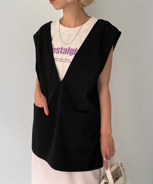 CIAOPANIC（チャオパニック）の「カットポンチ2WAYベスト（ベスト・レディース・アイボリー/ブラック・FREE）」の18枚目の写真