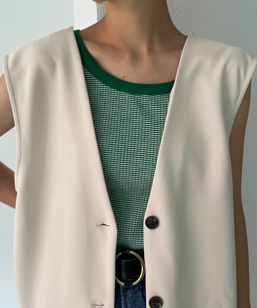 CIAOPANIC（チャオパニック）の「カットポンチ2WAYベスト（ベスト・レディース・アイボリー/ブラック・FREE）」の3枚目の写真