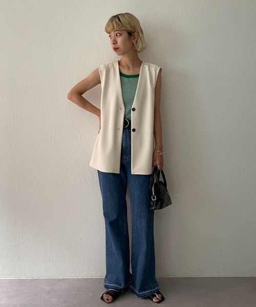 CIAOPANIC（チャオパニック）の「カットポンチ2WAYベスト（ベスト・レディース・アイボリー/ブラック・FREE）」の5枚目の写真