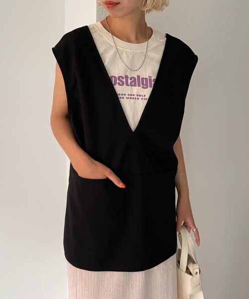 CIAOPANIC（チャオパニック）の「カットポンチ2WAYベスト（ベスト・レディース・アイボリー/ブラック・FREE）」の12枚目の写真