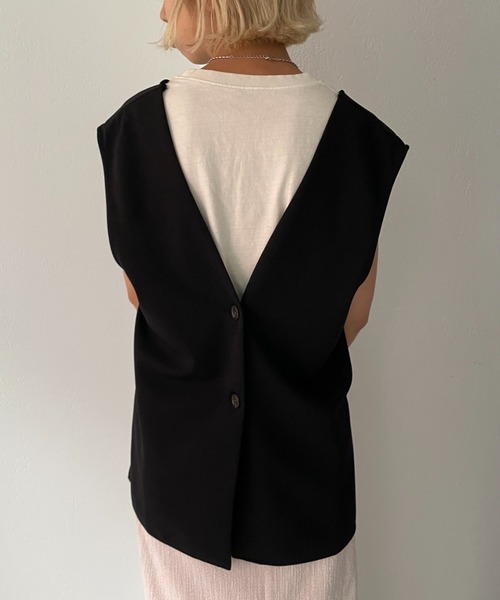 CIAOPANIC（チャオパニック）の「カットポンチ2WAYベスト（ベスト・レディース・アイボリー/ブラック・FREE）」の6枚目の写真