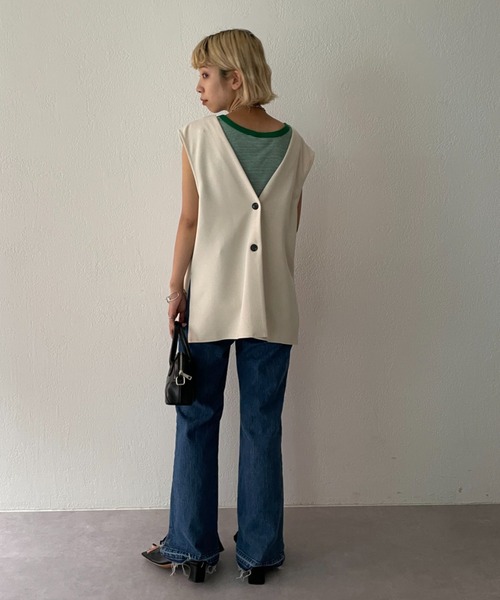 CIAOPANIC（チャオパニック）の「カットポンチ2WAYベスト（ベスト・レディース・アイボリー/ブラック・FREE）」の11枚目の写真