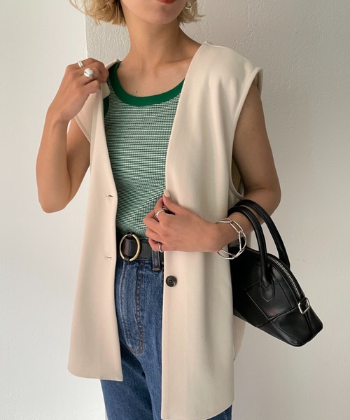 CIAOPANIC（チャオパニック）の「カットポンチ2WAYベスト（ベスト・レディース・アイボリー/ブラック・FREE）」の9枚目の写真