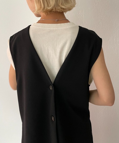 CIAOPANIC（チャオパニック）の「カットポンチ2WAYベスト（ベスト・レディース・アイボリー/ブラック・FREE）」の13枚目の写真