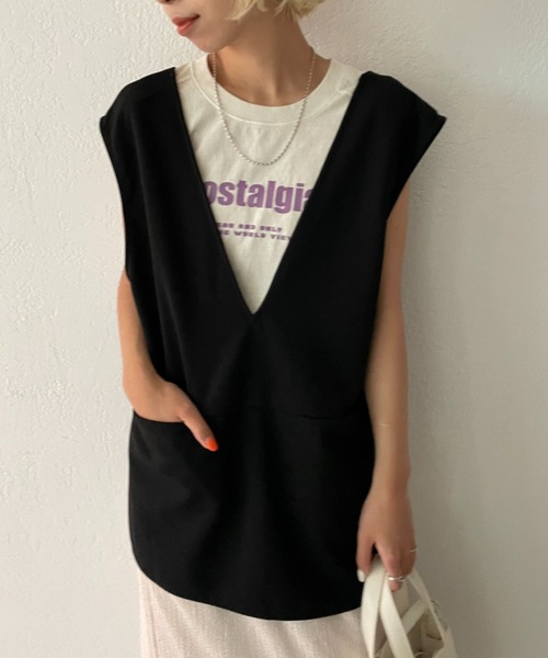 CIAOPANIC（チャオパニック）の「カットポンチ2WAYベスト（ベスト・レディース・アイボリー/ブラック・FREE）」の19枚目の写真