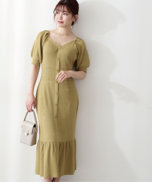 PROPORTION BODY DRESSING(プロポーションボディドレッシング)の「デコルテフロント釦マーメイドニットワンピース / 1212240702(ワンピース・レディース・ブルー/ブラック/イエロー/ボルドー・SMALL/MEDIUM)」の15枚目の写真