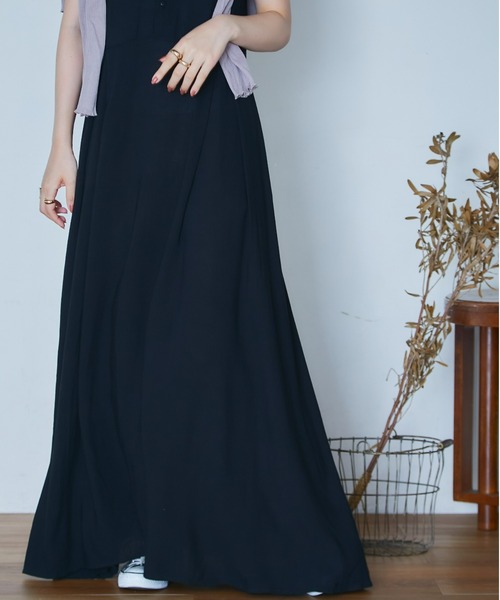 ECRIRE（エクリール）の「mihoさんコラボリネンライクワンピース（ワンピース・レディース・ベージュ/ネイビー/ブラック/オレンジ・M/L）」の5枚目の写真