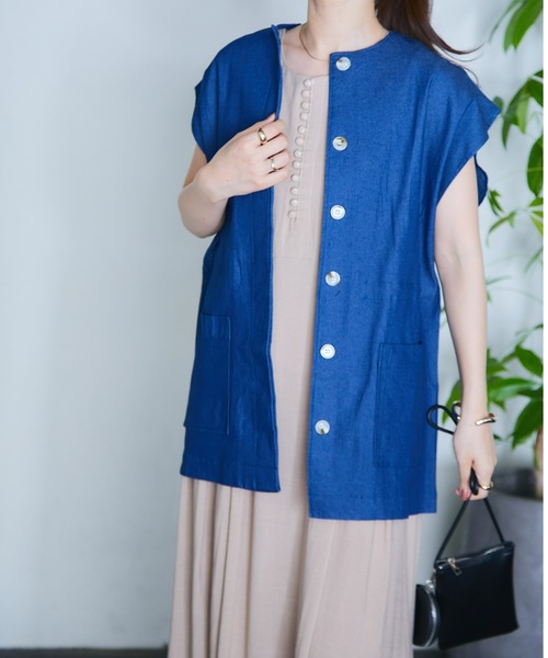 ECRIRE（エクリール）の「mihoさんコラボリネンライクワンピース（ワンピース・レディース・ベージュ/ネイビー/ブラック/オレンジ・M/L）」の10枚目の写真