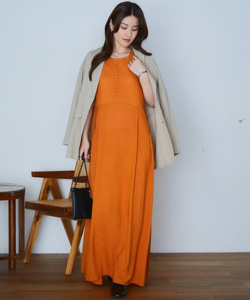 ECRIRE（エクリール）の「mihoさんコラボリネンライクワンピース（ワンピース・レディース・ベージュ/ネイビー/ブラック/オレンジ・M/L）」の17枚目の写真