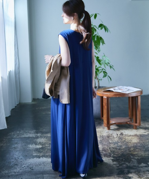 ECRIRE（エクリール）の「mihoさんコラボリネンライクワンピース（ワンピース・レディース・ベージュ/ネイビー/ブラック/オレンジ・M/L）」の16枚目の写真