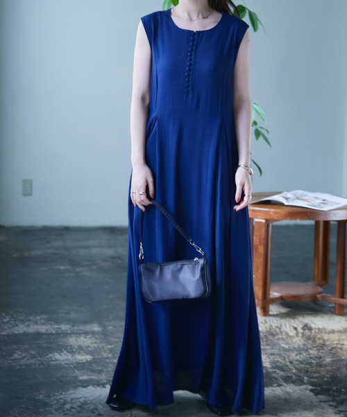 ECRIRE（エクリール）の「mihoさんコラボリネンライクワンピース（ワンピース・レディース・ベージュ/ネイビー/ブラック/オレンジ・M/L）」の13枚目の写真