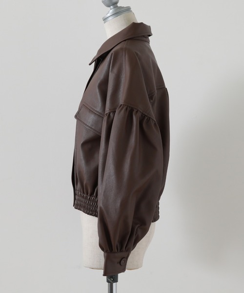 Cheek（チーク）の「レザーショートジャケット（ライダースジャケット・レディース・ブラック/ブラウン/グリーン・MEDIUM）」の17枚目の写真