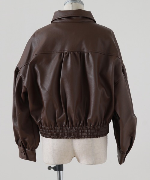 Cheek（チーク）の「レザーショートジャケット（ライダースジャケット・レディース・ブラック/ブラウン/グリーン・MEDIUM）」の18枚目の写真
