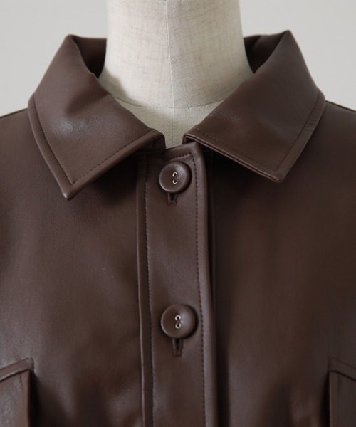 Cheek（チーク）の「レザーショートジャケット（ライダースジャケット・レディース・ブラック/ブラウン/グリーン・MEDIUM）」の19枚目の写真