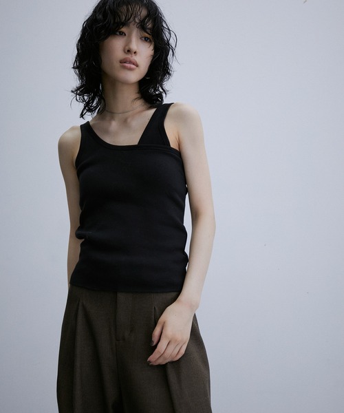 ADAM ET ROPE'（アダムエロペ）の「ワンショルダータンクトップ（タンクトップ・レディース・ブラック/ベージュ/パープル・FREE）」の2枚目の写真