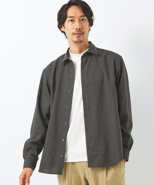 green label relaxing(グリーンレーベルリラクシング)の「W シャツ ハオリ -ウォッシャブル-(シャツ/ブラウス・メンズ・ブラック/オリーブ・S/M/L/XL)」の2枚目の写真
