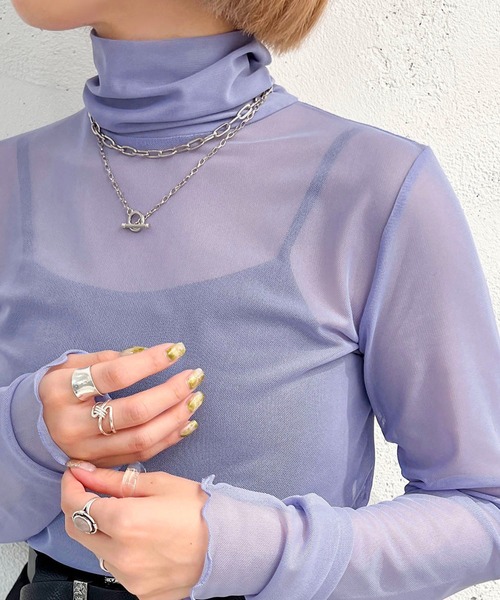 jolie mignon ジョリーミニョン　異素材スカラップ付きTシャツ36 jolie mignon ジョリーミニョン 異素材スカラップ付きTシャツ36