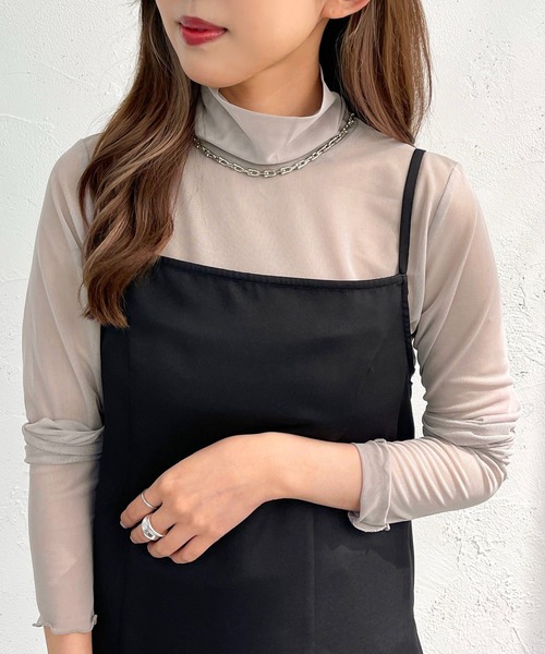 apres jour mignon(アプレジュールミニョン)の「カラーシアーインナー【ZOZOTOWN限定アイテム】(Tシャツ/カットソー・レディース・グレー/ピンク/ブラック/アイボリー/オレンジ/グリーン/パープル/ブルー/カーキ/ダークパープル/ブルー系その他/パープル系その他/オレンジ系その他・フリー/X-LARGE)」の14枚目の写真