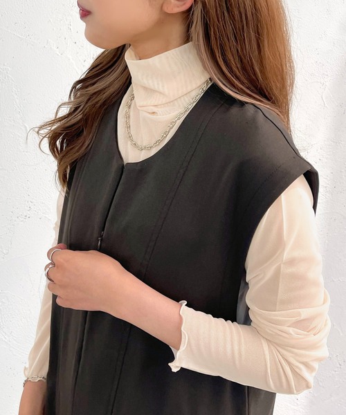 apres jour mignon(アプレジュールミニョン)の「カラーシアーインナー【ZOZOTOWN限定アイテム】(Tシャツ/カットソー・レディース・グレー/ピンク/ブラック/アイボリー/オレンジ/グリーン/パープル/ブルー/カーキ/ダークパープル/ブルー系その他/パープル系その他/オレンジ系その他・フリー/X-LARGE)」の15枚目の写真