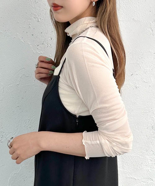 apres jour mignon(アプレジュールミニョン)の「カラーシアーインナー【ZOZOTOWN限定アイテム】(Tシャツ/カットソー・レディース・グレー/ピンク/ブラック/アイボリー/オレンジ/グリーン/パープル/ブルー/カーキ/ダークパープル/ブルー系その他/パープル系その他/オレンジ系その他・フリー/X-LARGE)」の17枚目の写真