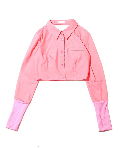 atmos pink（アトモスピンク）の「atmos pink バックオープンショートシャツ（シャツ/ブラウス・レディース・カーキ/ホワイト/ピンク・M/S）」の3枚目の写真