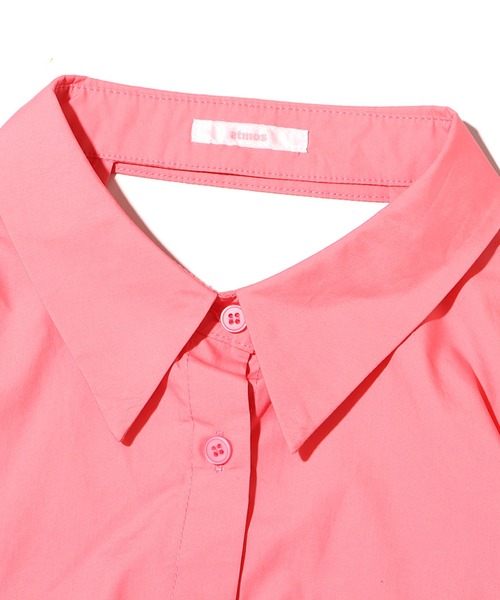 atmos pink（アトモスピンク）の「atmos pink バックオープンショートシャツ（シャツ/ブラウス・レディース・カーキ/ホワイト/ピンク・M/S）」の10枚目の写真