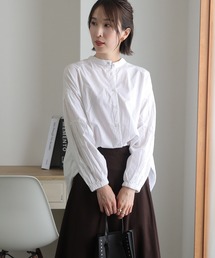 透け感 ローン ティアード スリーブシャツ