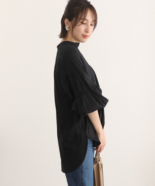 ElegChic（エレグシック）の「透け感 ローン ティアード スリーブシャツ（シャツ/ブラウス・レディース・オフホワイト/ブラック/ベージュ・XL/M/4L）」の5枚目の写真