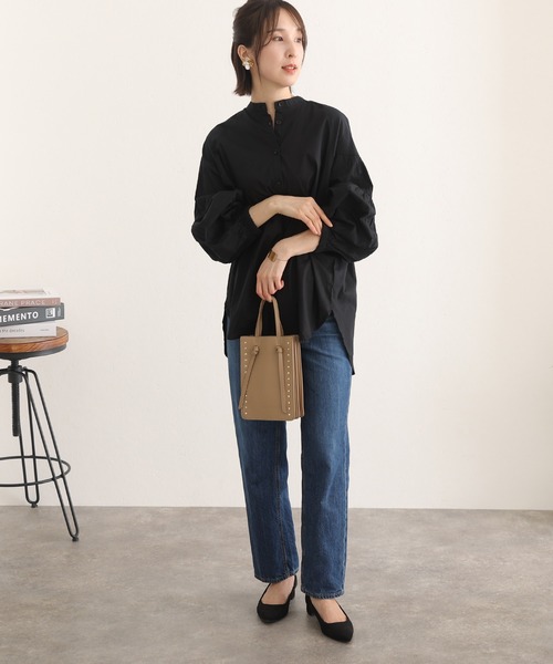 ElegChic（エレグシック）の「透け感 ローン ティアード スリーブシャツ（シャツ/ブラウス・レディース・オフホワイト/ブラック/ベージュ・XL/M/4L）」の7枚目の写真